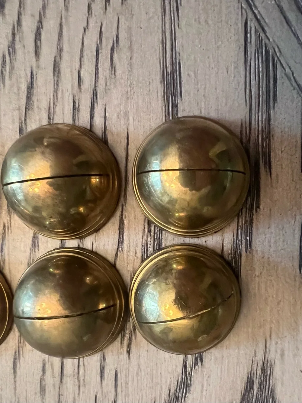Set of 8 Vintage Brass Dome style Place card holders with white place cards